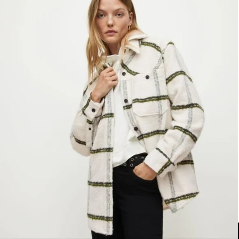 NWT $300 ALL SAINTS heavy windowpane check shacket coat us 8